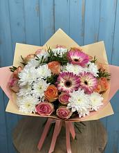Букет цветов из:  Розы, Герберы и Хризантемы в Ваче