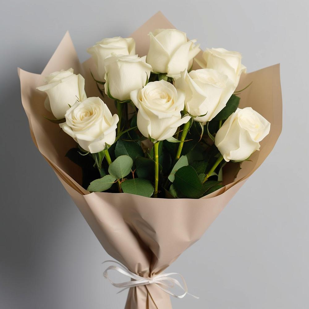 Букет 9 Белых роз Эдлесс Лав в Ваче