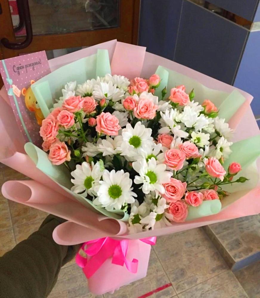 Букет цветов из: Розы и Хризантемы в Ваче