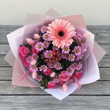 Букет цветов из:  Розы, Герберы и Хризантемы в Ваче