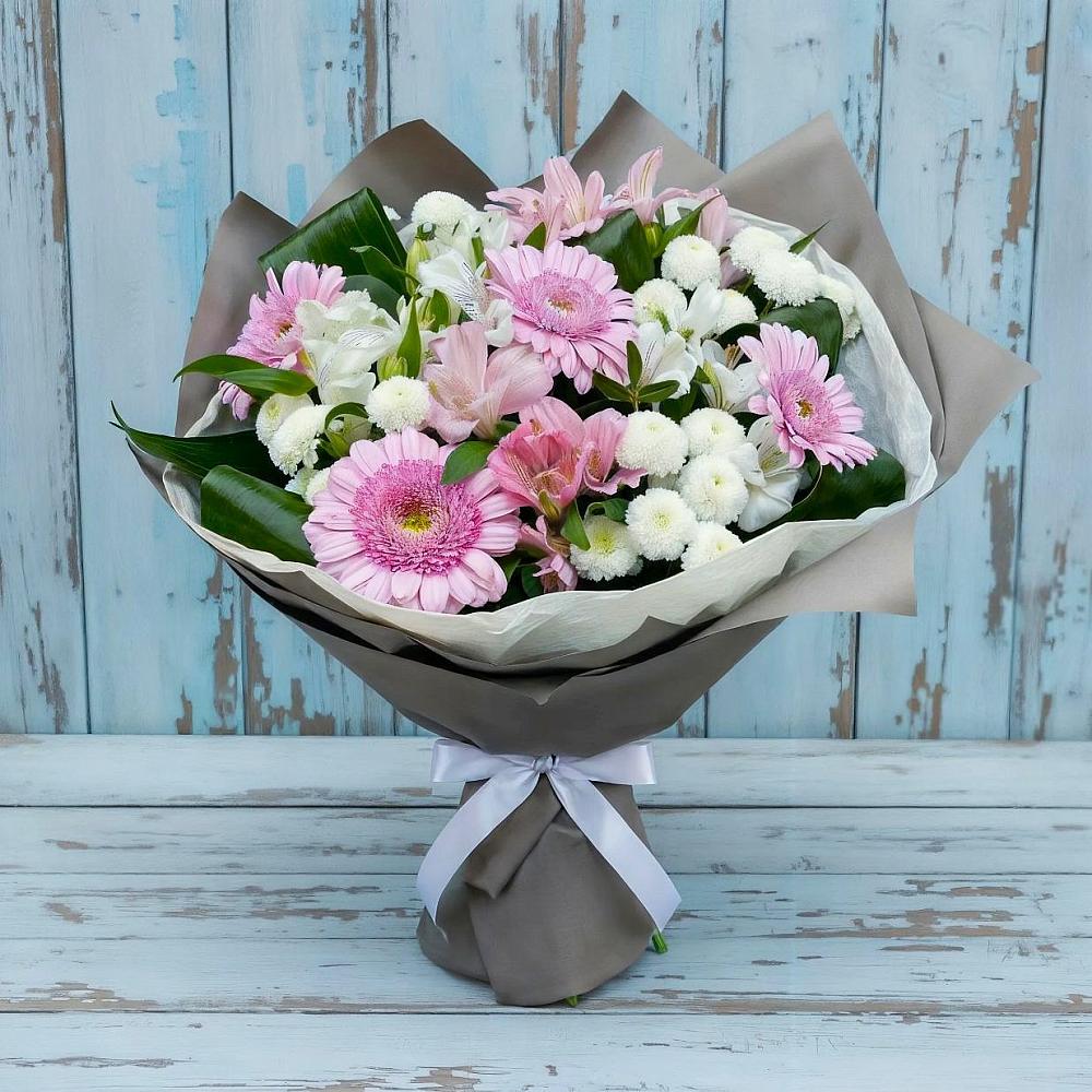 Букет цветов из: Герберы, Альстромерии и Хризантемы в Ваче
