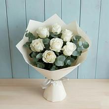 Букет Белые розы в Эвкалипте #REPLACE_PRED# Ваче